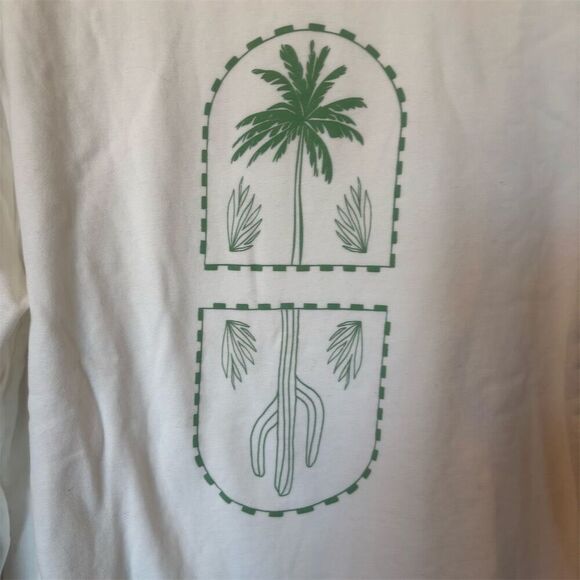 SDS  Unisex L White Crewneck Sweatshirt Palm Tree Embroidery - Picture 4 of 7